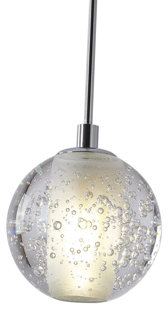 1-Light Chrome Single Pendant With A Clear Crystal Shade