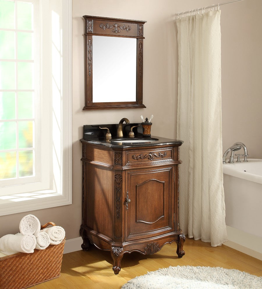 24 Inch Brown Classic Style Powder Room Debellis Small Bathroom Vanity