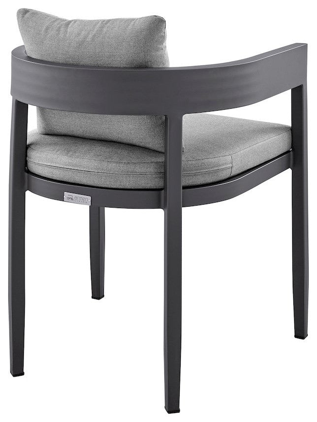 Menorca Outdoor Patio Dining Chairs in Aluminum with Gray Cushions - Set of 2