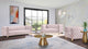 Michelle Fabric Upholstered Chair, Gold Iron Legs, Pink, Velvet, Sofa