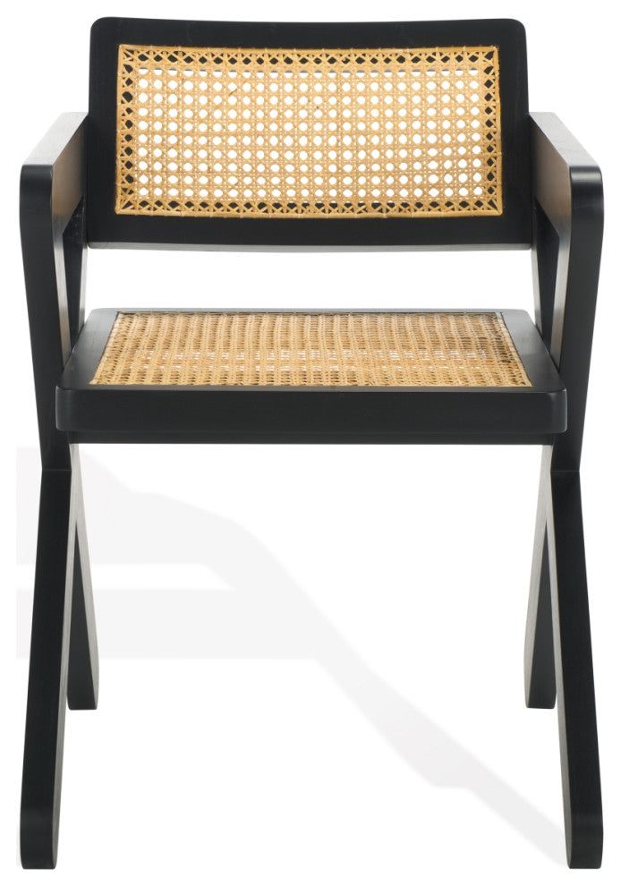 Safavieh Couture Tyrrell Rattan Dining Chair, Black/Natural