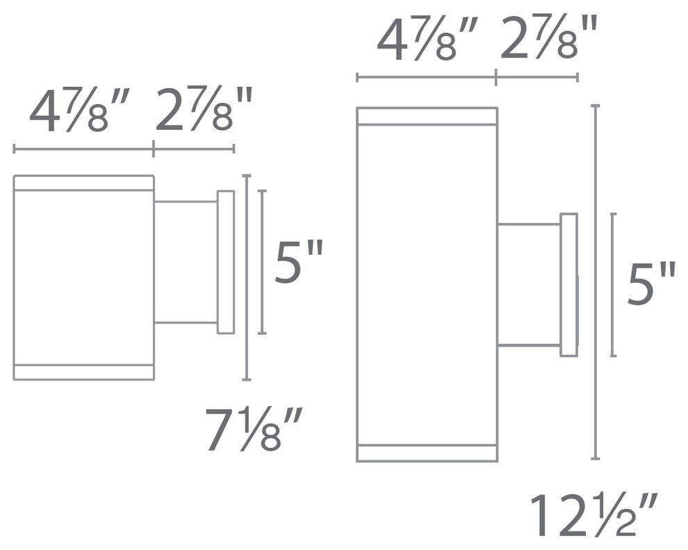 Tube Architectural 5" LED Color Changing Wall-Light Straight Narrow, Graphite