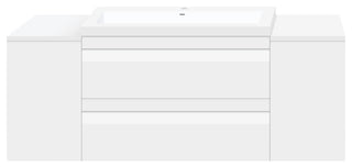 54" Wall-Mount White Vanity Set With Sink, LV8-C5W-54W, Style 8