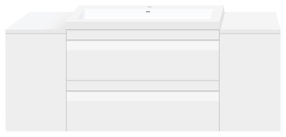 54" Wall-Mount White Vanity Set With Sink, LV8-C5W-54W, Style 8