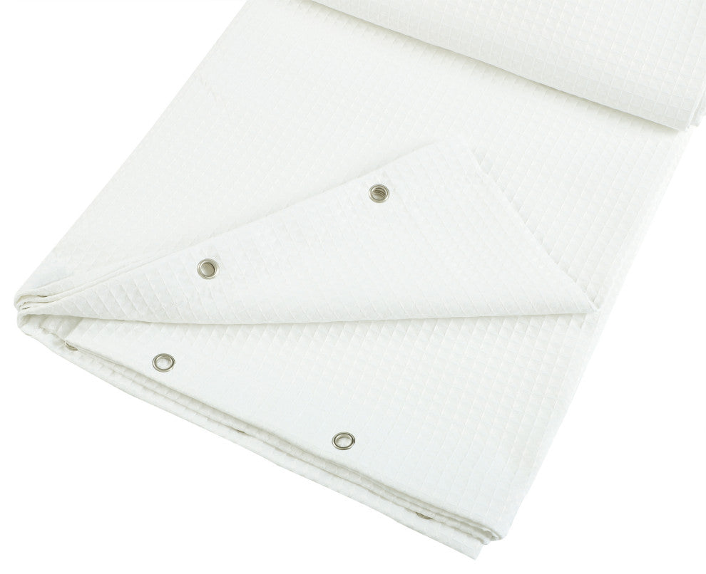 Utopia Alley Waffle Weave Shower Curtain With 36 Hooks Set, 180 x 70 inch , White