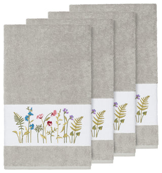 Serenity 4-Piece Embellished Bath Towel Set, Light Gray