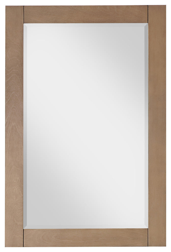Ivy Rectangular Bathroom Wood Framed Wall Mirror, Brown Pine, 24"