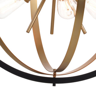 Estelle Six Light Pendant, Natural Brass and Matte Black