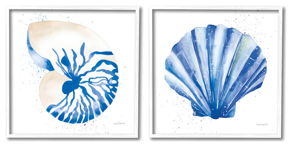 Serene Blue Seashell Clam Simple Design, 2pc, each 24 x 24