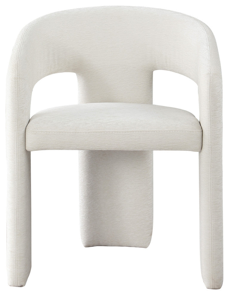 Rendition Plush Fabric Upholstered Dining Chair, Cream, Set of 2