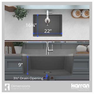 Karran QU-820 Undermount 24.38, Single Bowl Quartz Sink Kit, White