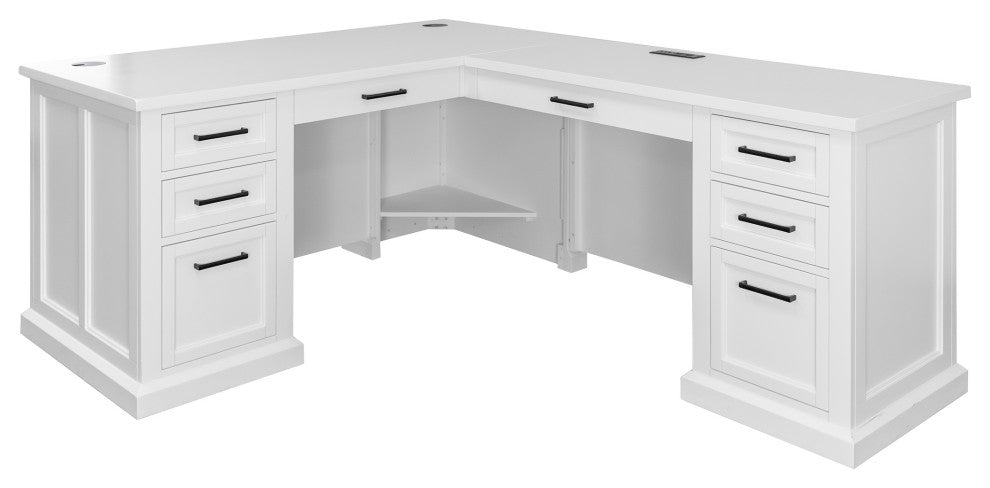 Modern Wood L Desk and Return Writing Table and Return White