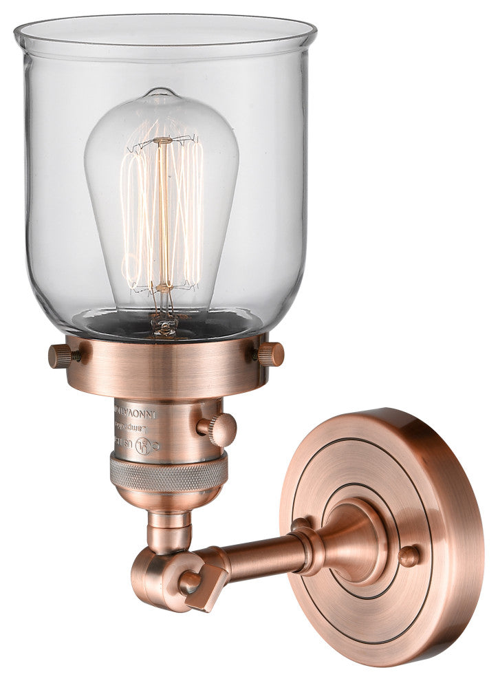 Small Bell 1-Light Sconce, Antique Copper, Glass: Clear