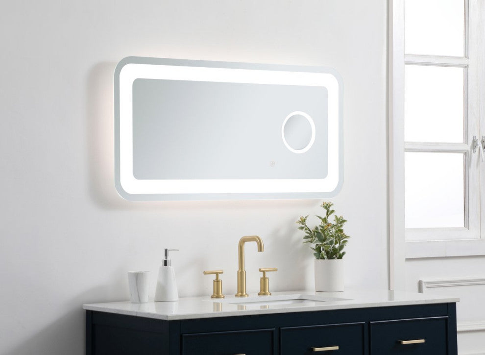 Lucy 20"x40" Hardwired LED Mirror With Magnifier and Color Changing Temperature