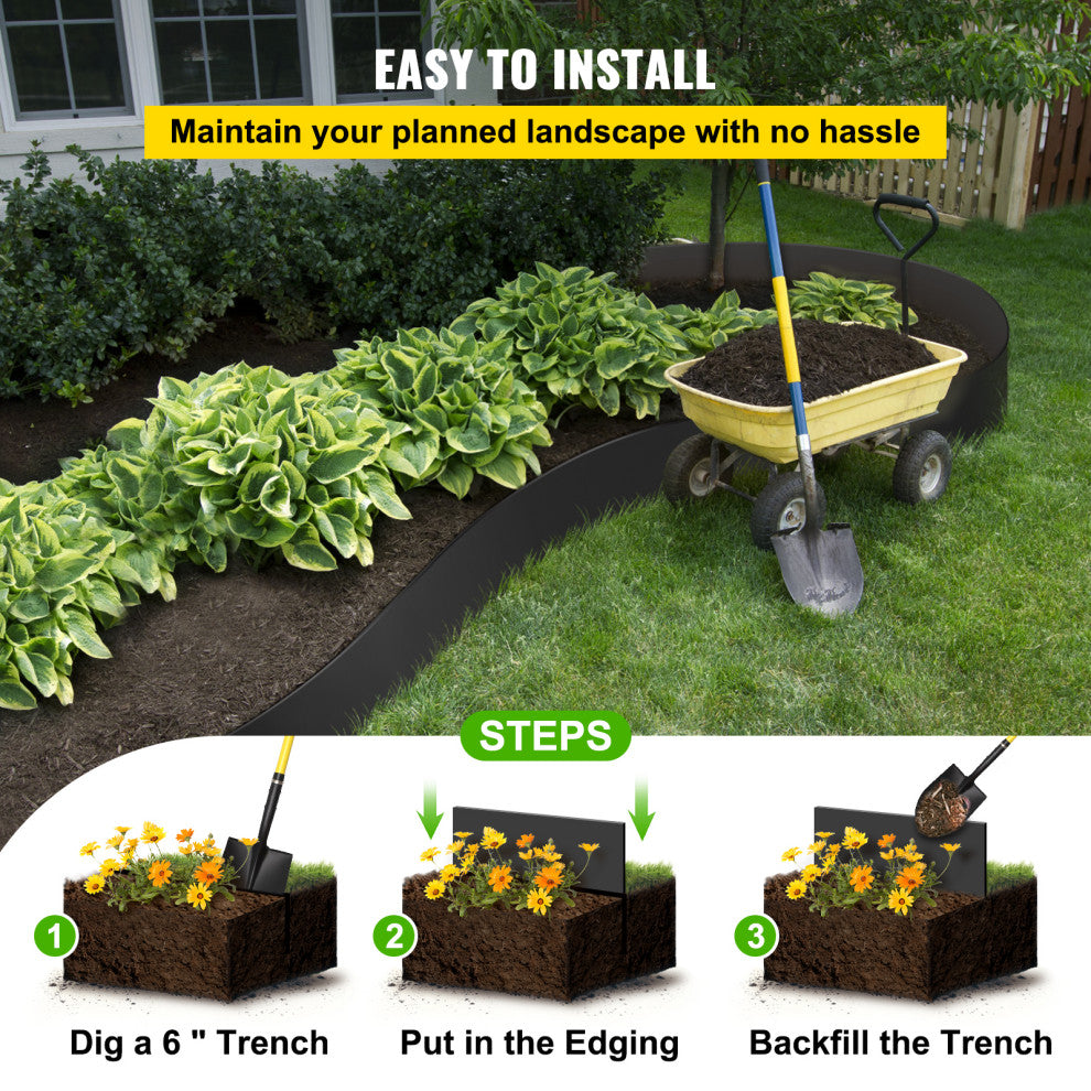 Vevor Landscape Edging Recycled HDPE Coiled Terrace Board, 80ft