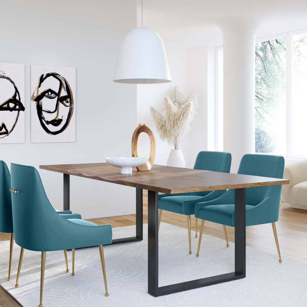 Beatrix Velvet Side Chair, Sea Blue