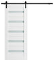 Barn Door 42 x 80 Frosted Glass, Quadro 4445 White, Set 8' Rail