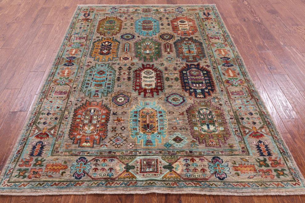 5' 7" X 7' 9" Fine Turkmen Ersari Hand Knotted Rug - Q12469