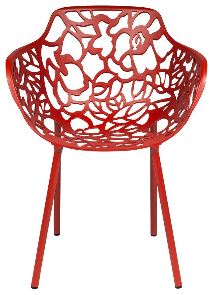 LeisureMod Modern Devon Aluminum Chair Red