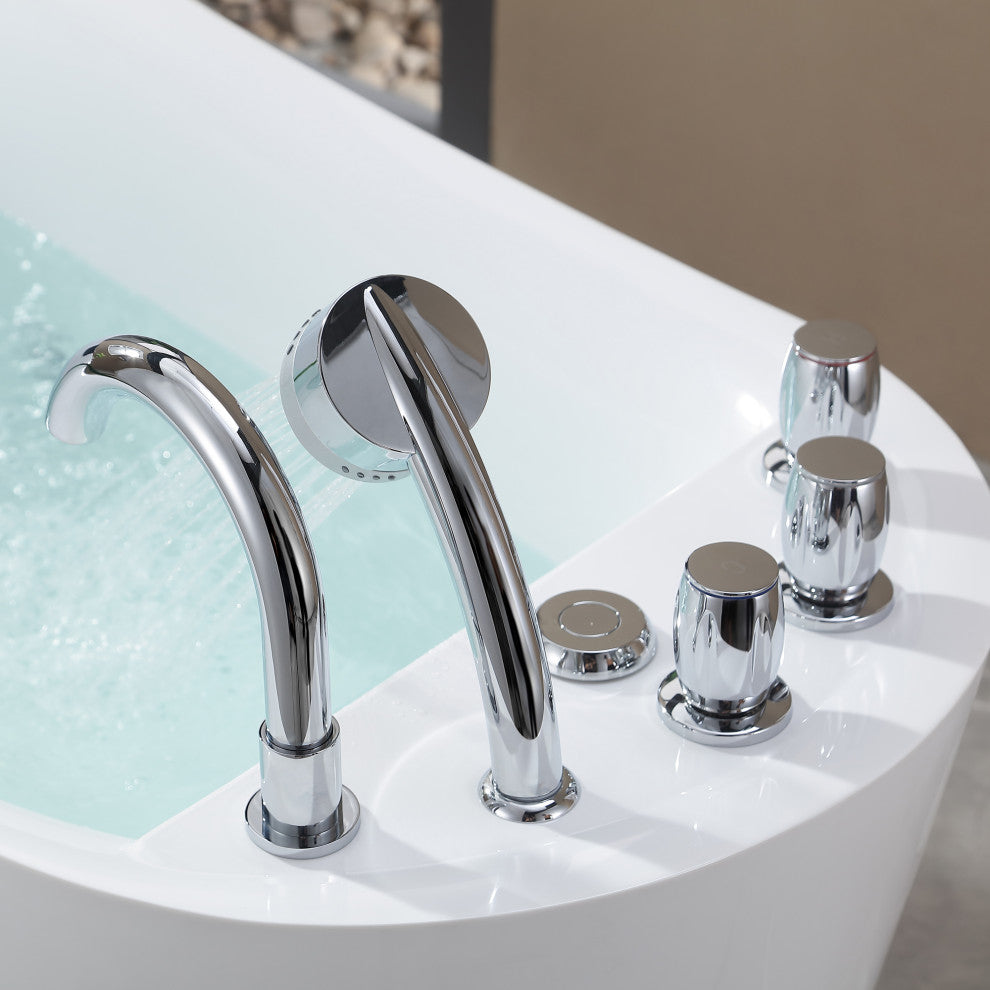 59" L x 29.5" W White Acrylic Right Drain Freestanding Whirlpool Tub