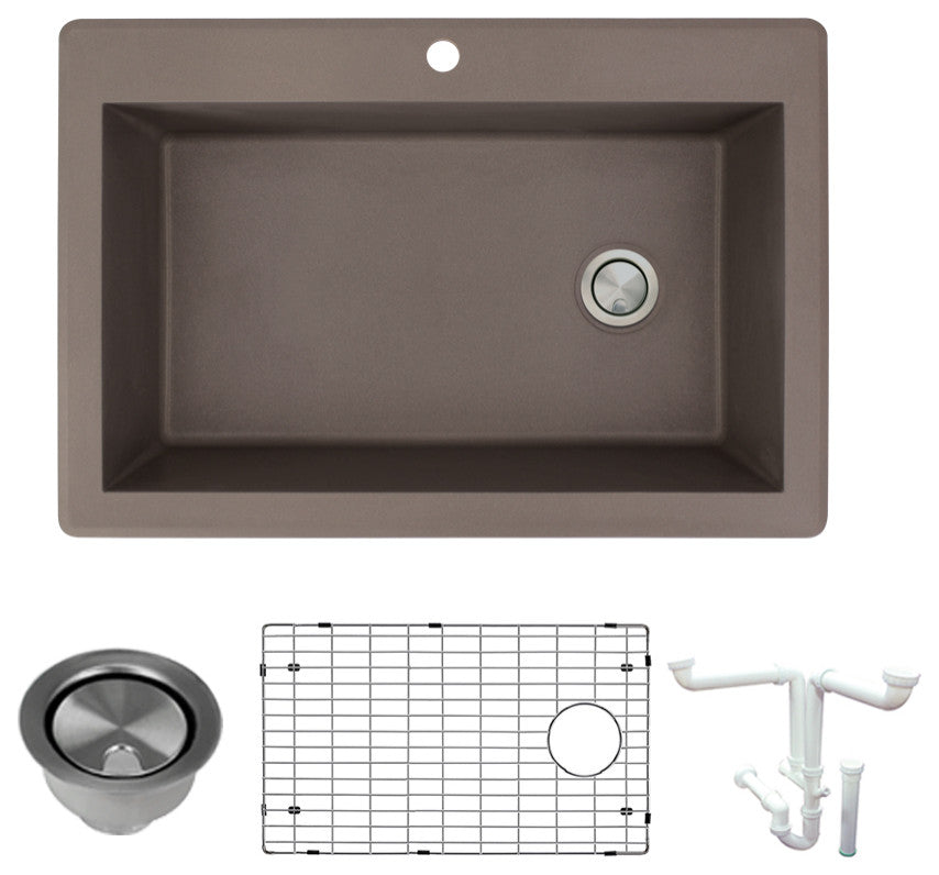 Radius Granite 33-in Drop-In Kitchen Sink Kit in Espresso