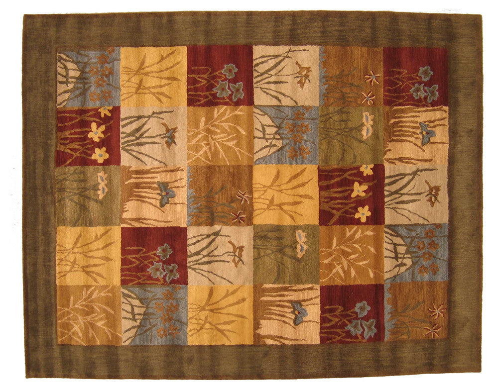 Green Transitional Floral Bakhtiar Area Rug