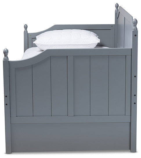 Millie Cottage Farmhouse Grayed Wood Twin Size Daybed With Trundle