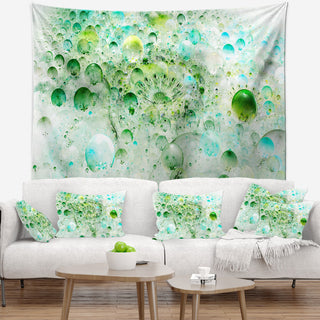 Green Blue Fractal Molecules Abstract Wall Tapestry, 39"x32"