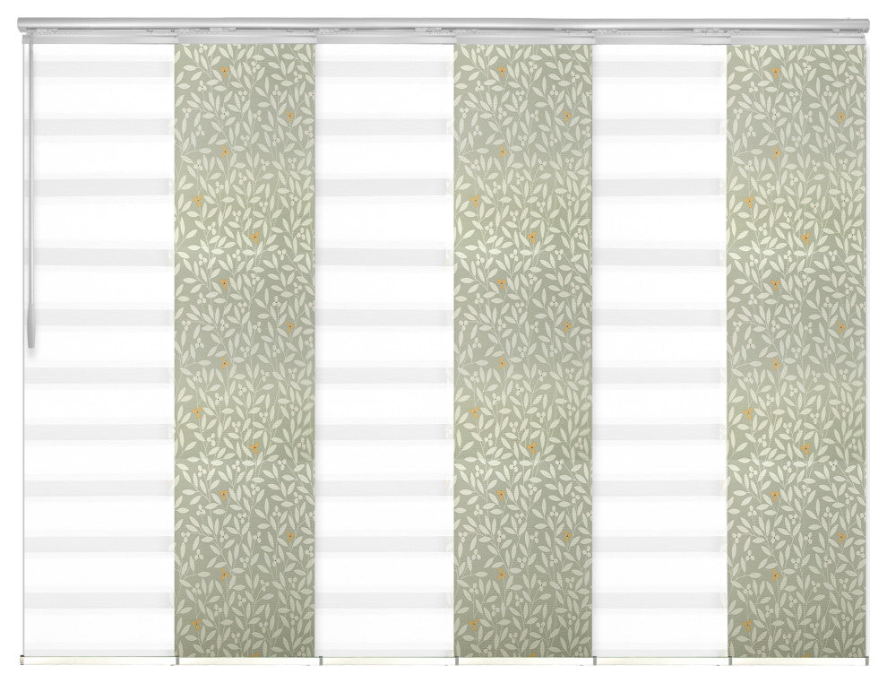 Blanched White-Mrytle 6-Panel Track Extendable Vertical Blinds 70-130"x94"