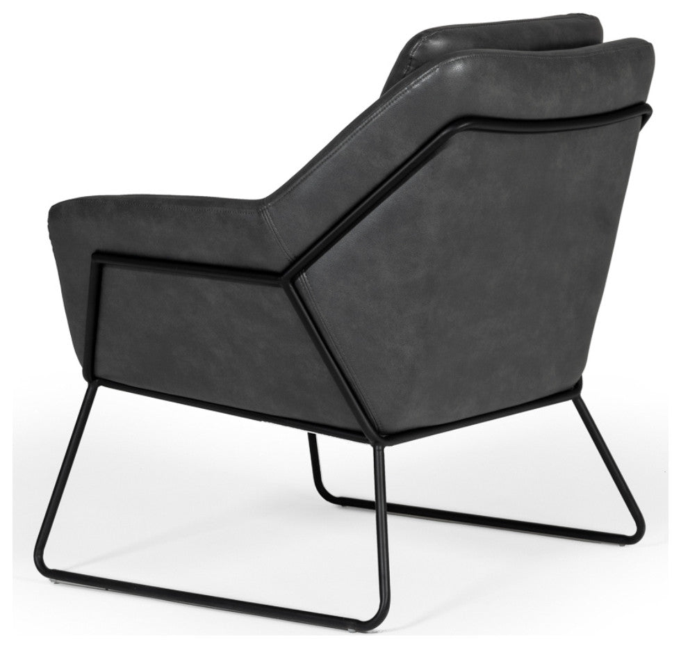 Modrest Jennifer Industrial Dark Grey Eco-Leather Accent Chair
