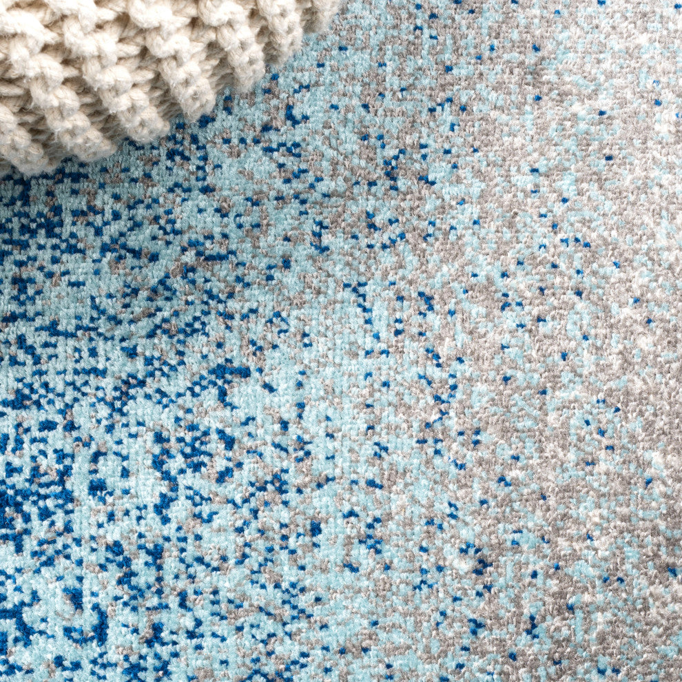 Shore Modern Gradient Area Rug, Blue/Cream, 5 X 8