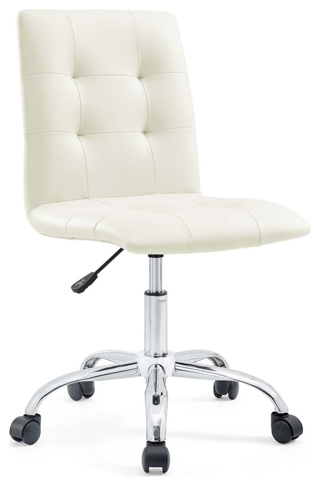 Modern Contemporary Office Chair, White Faux Leather