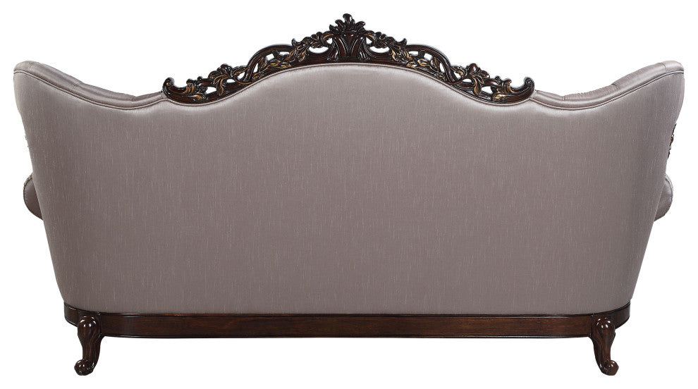 ACME Benbek Sofa With 5 Pillows, Fabric and Antique Oak Finish