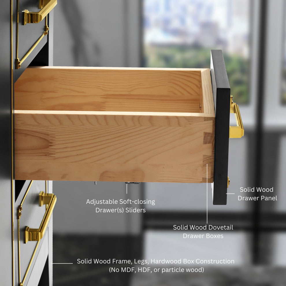 The Monaco Bathroom Vanity, Black Onyx, 60", Double Sink, Freestanding