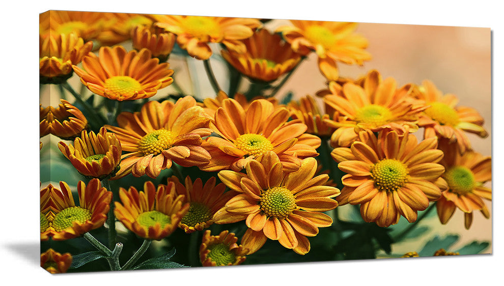 Bright Yellow Flowers in Garden, Large Floral Canvas Art Print, 60"x28"
