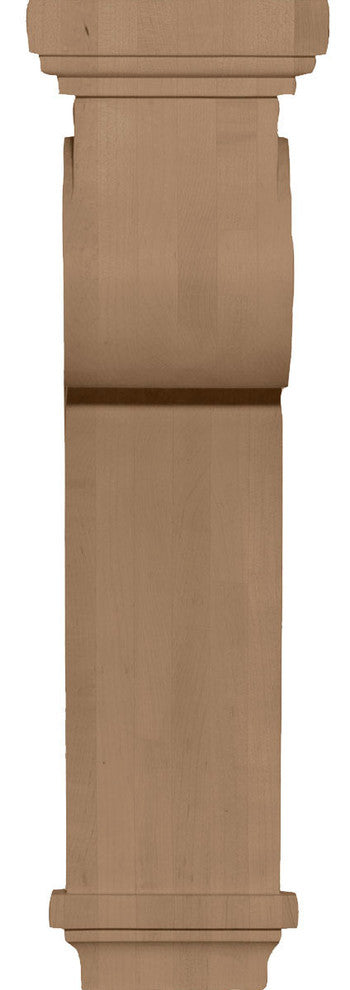 6 1/4"W x 10"D x 22"H Scroll Corbel, Rubberwood