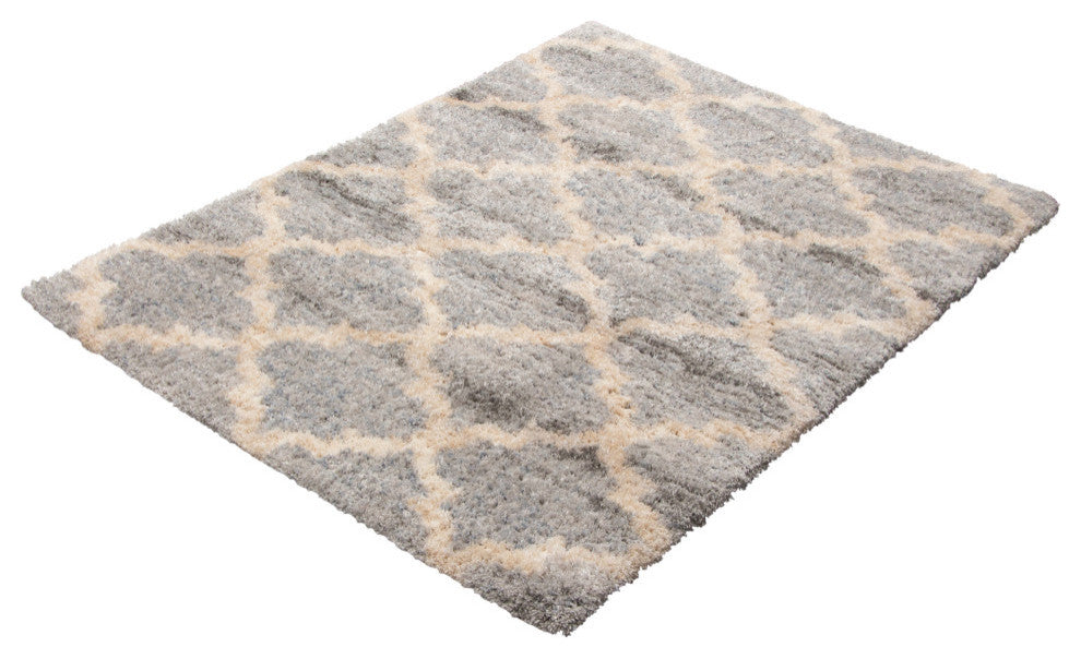 Moroccan Trellis Shag Rug, Gray, 7'10"x10'2"