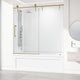 VIGO Hamilton Frameless Sliding, Matte Brushed Gold, Tub Door, 56" to 60" W X 68" H, Clear Glass