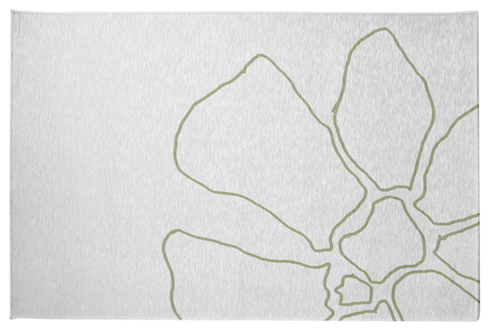 Petal Lines Spring Chenille Rug, Green/White, 2'x3'