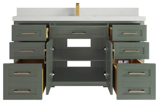 Cambridge 60" Single Bathroom Vanity in Evergreen 2" Carrara Quartz