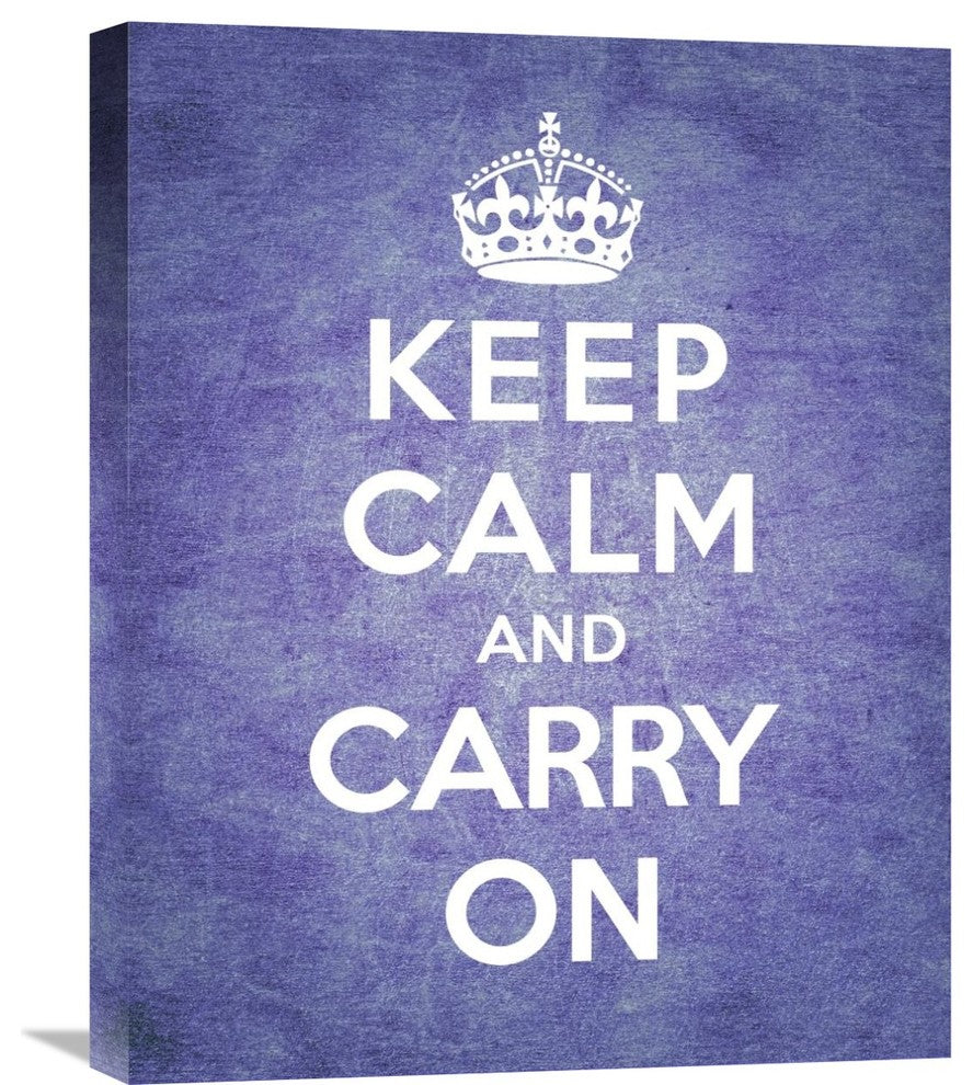 "Keep Calm and Carry On - Vintage Purple" Artwork, 20"x24"