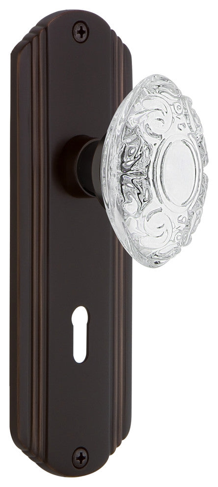 Deco Plate Double Dummy, Keyhole Crystal Victorian Knob, Timeless Bronze, DECCVI