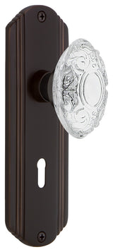 Deco Plate Double Dummy, Keyhole Crystal Victorian Knob, Timeless Bronze, DECCVI