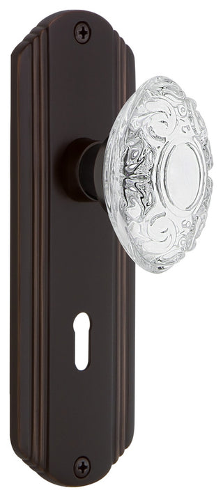 Deco Plate Double Dummy, Keyhole Crystal Victorian Knob, Timeless Bronze, DECCVI