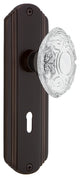 Deco Plate Double Dummy, Keyhole Crystal Victorian Knob, Timeless Bronze, DECCVI