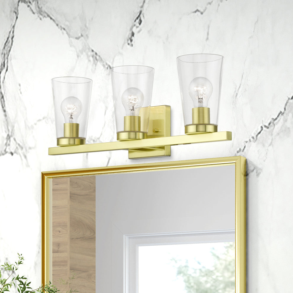 Cityview 3 Light Satin Brass Vanity Sconce