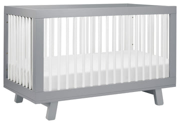 Hudson 3-in-1 Convertible Crib With Toddler Bed Conversion Kit, Grey White