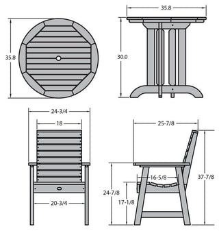 Glennville 3-Piece Round Dining Set, Weathered Acorn, Eucalyptus