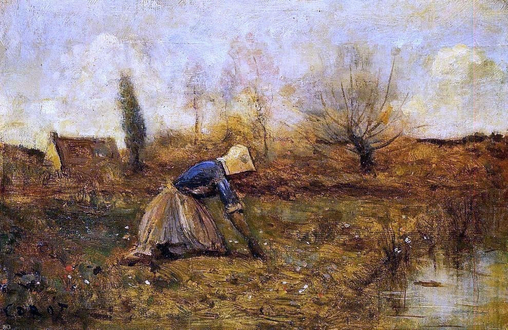 Jean-Baptiste-Camille Corot Farmer Kneeling Wall Decal