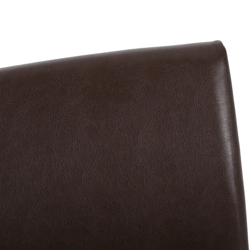 Oceanna Mid Century Modern Dining Chairs, Set of 2, Dark Brown + Natural Walnut, Pu